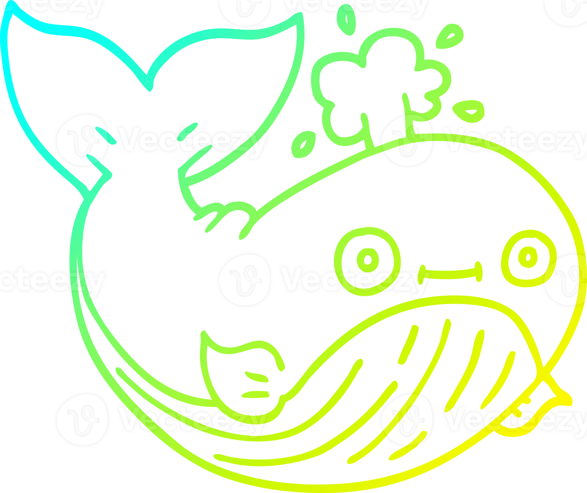 cold gradient line drawing of a cartoon sea whale 40552663 PNG