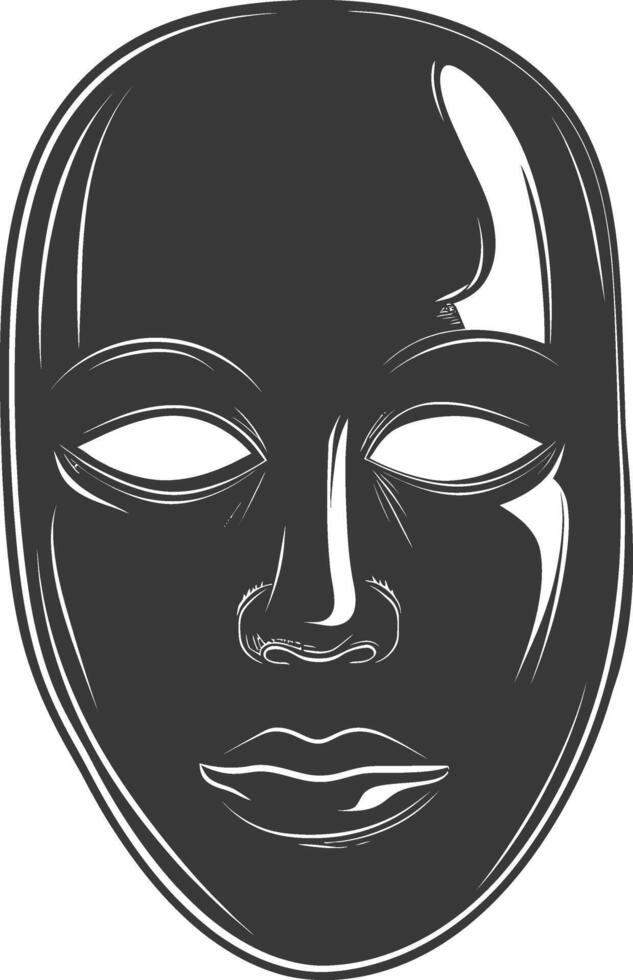 AI generated Silhouette Spooky Mask for the masquerade black color only vector