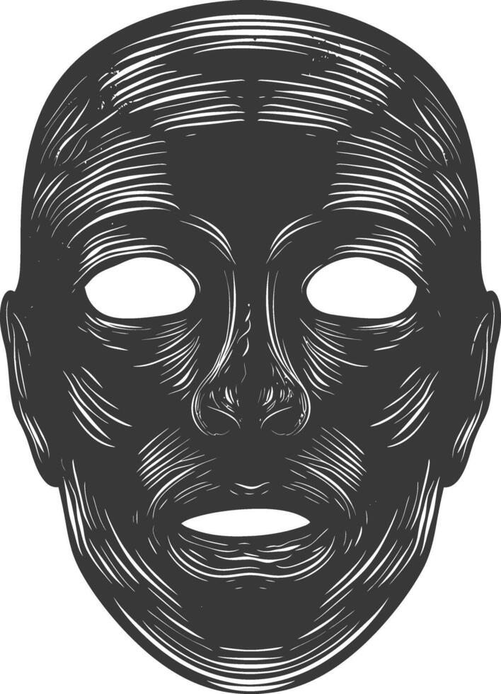 AI generated Silhouette Spooky Mask for the masquerade black color only vector