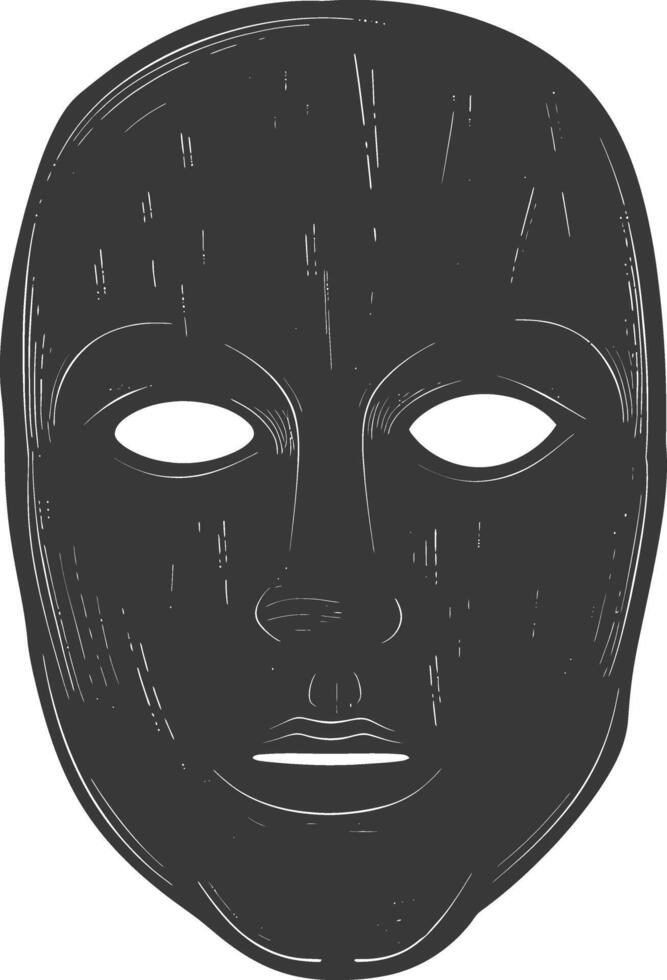 AI generated Silhouette Spooky Mask for the masquerade black color only vector