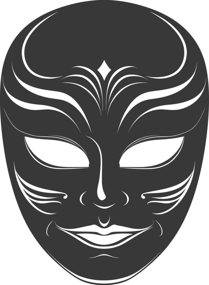 AI generated Silhouette Spooky Mask for the masquerade black color only vector