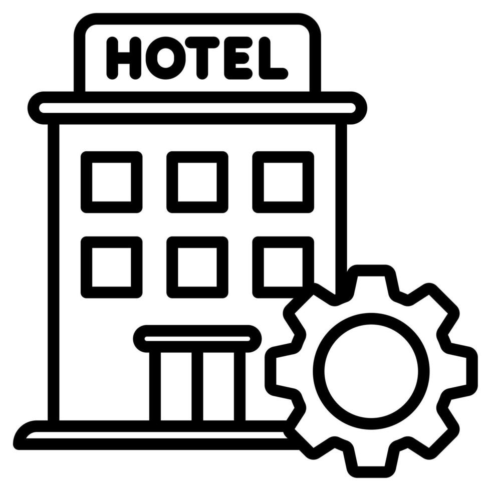 hotel administración icono línea vector ilustración