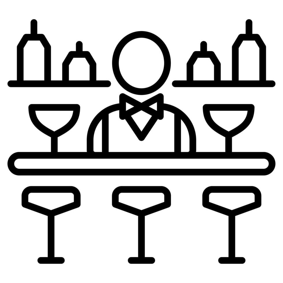 hotel bar icono línea vector ilustración