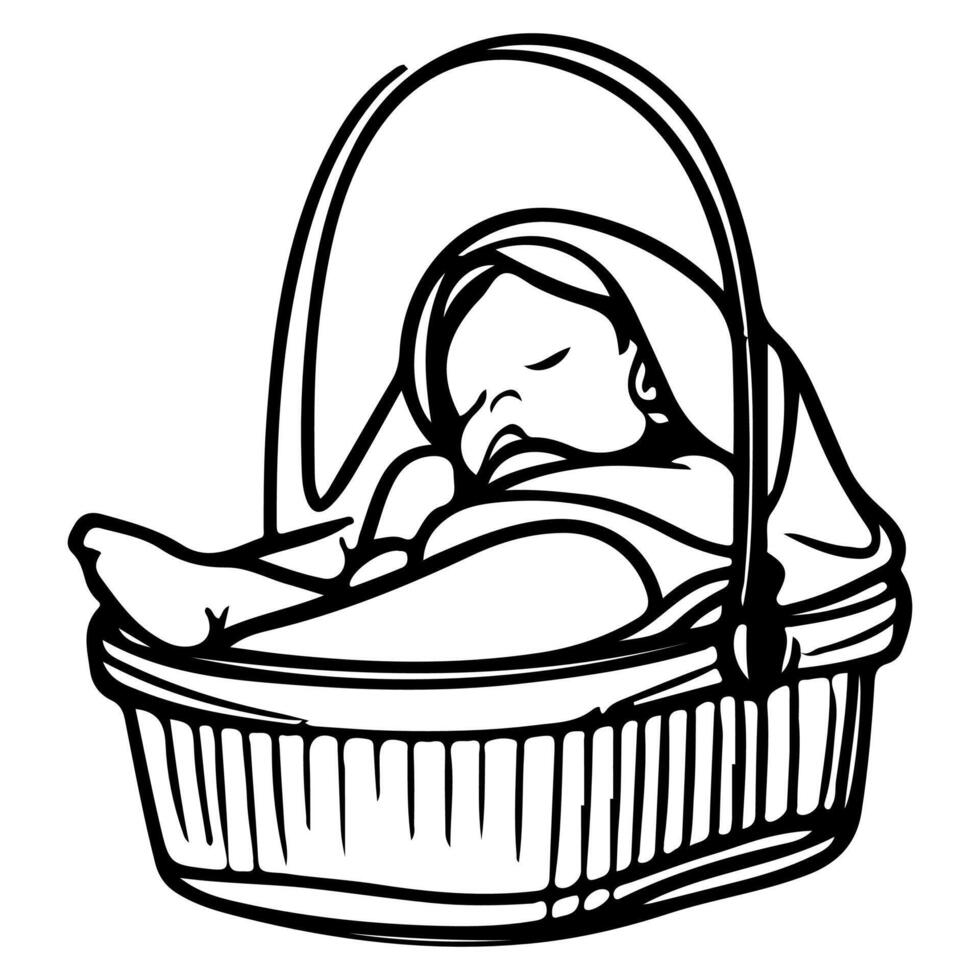 Continuous one black line art hand drawing newborn lying or sleeping doodles outline style vector illustration on white background