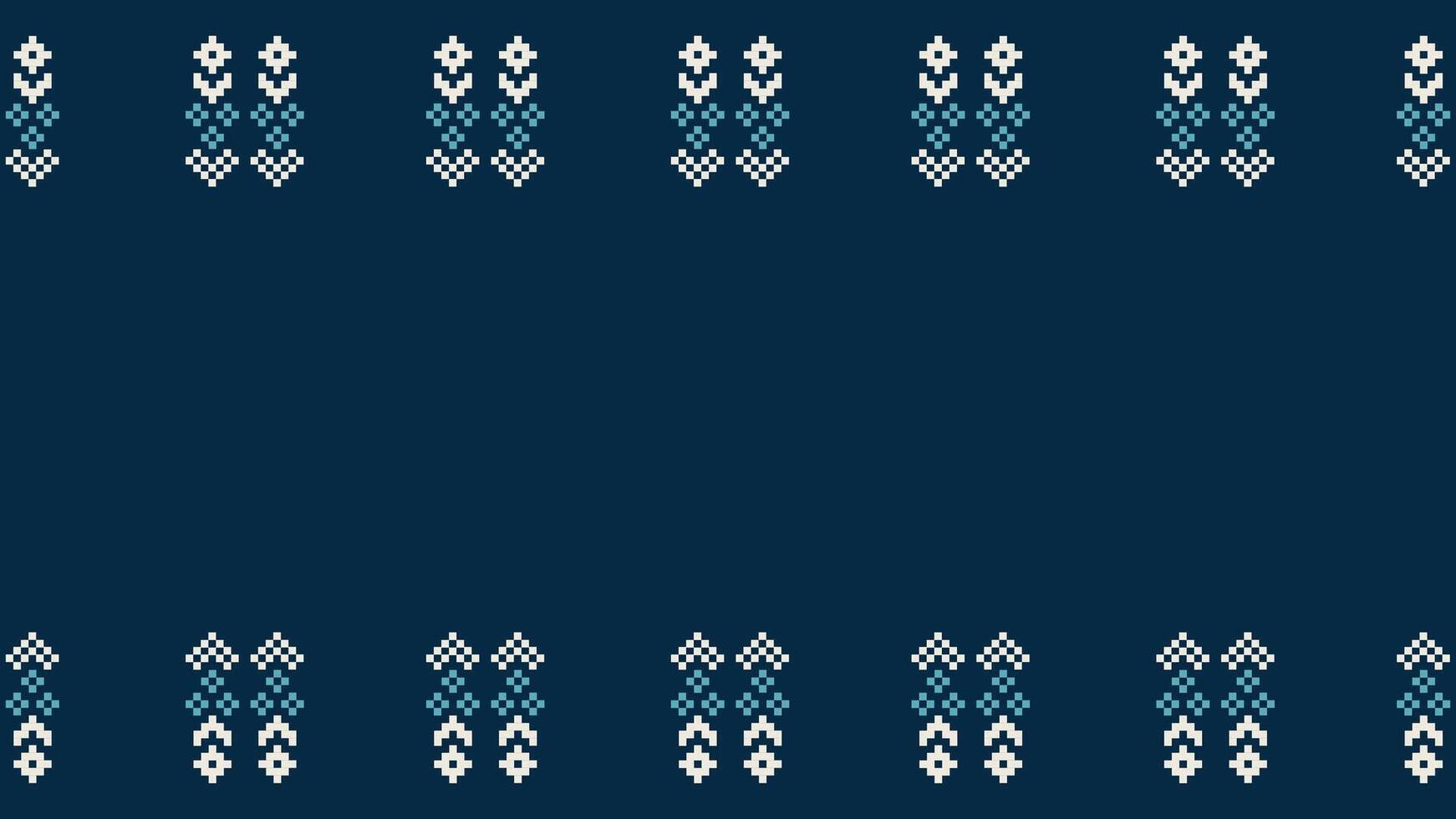 Traditional ethnic motifs ikat geometric fabric pattern cross stitch.Ikat embroidery Ethnic oriental Pixel navy blue background. Abstract,vector,illustration. Texture,scarf,decoration,wallpaper. vector