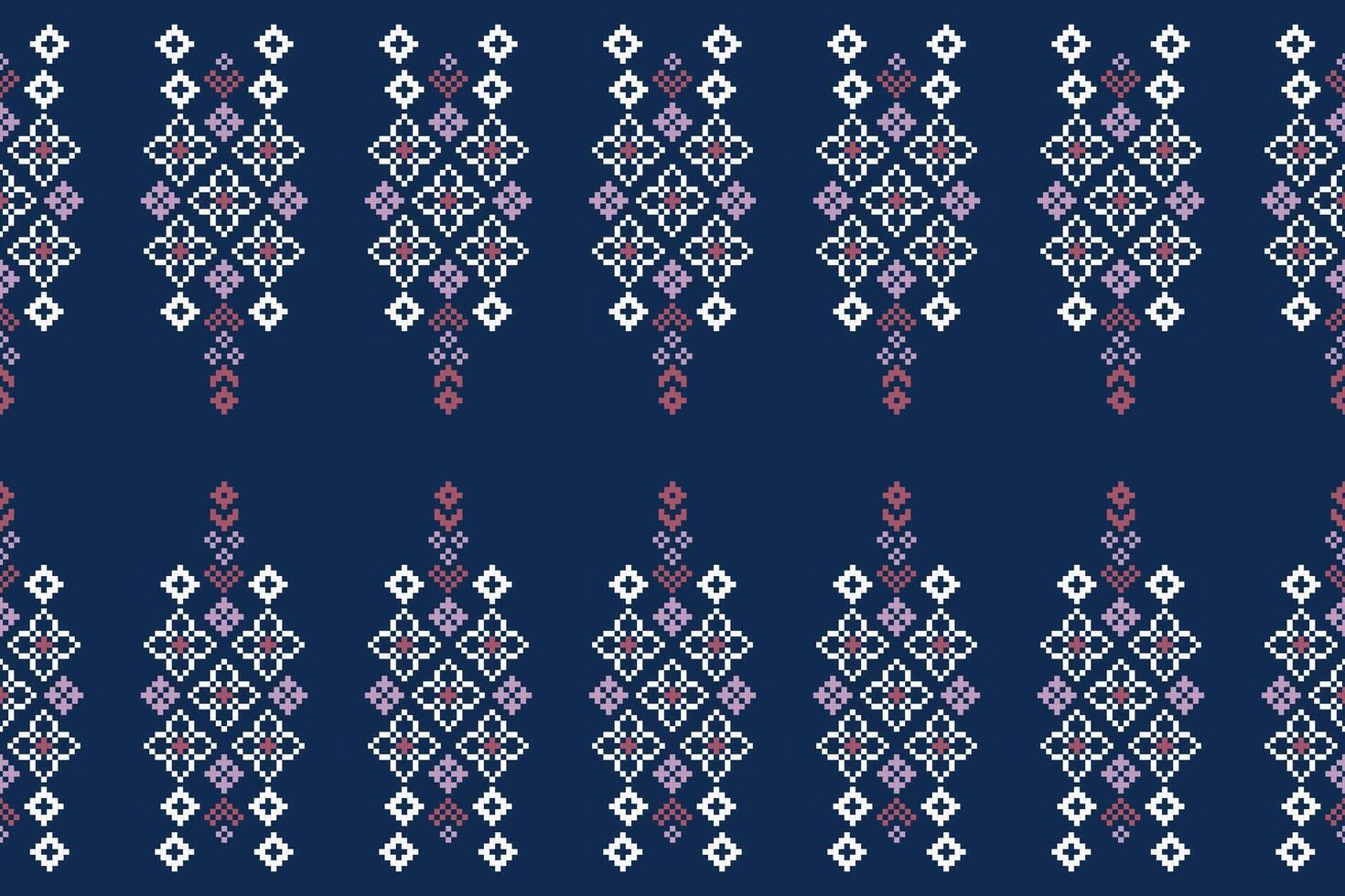 tradicional étnico motivos ikat geométrico tela modelo cruzar puntada.ikat bordado étnico oriental píxel Armada azul antecedentes. resumen, vector, ilustración. textura,bufanda,decoración,papel tapiz. vector