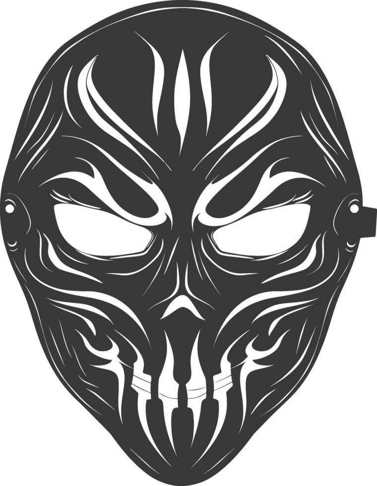 AI generated Silhouette Spooky Mask for the masquerade black color only vector