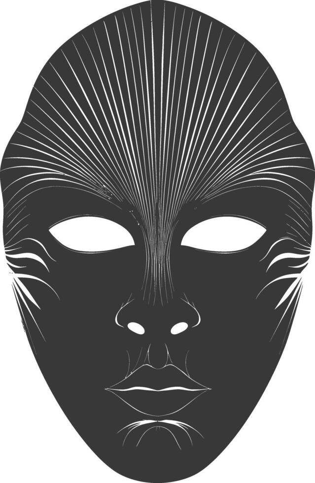 AI generated Silhouette Spooky Mask for the masquerade black color only vector