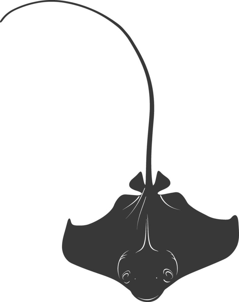 AI generated Silhouette Stingray Animal black color only full body vector