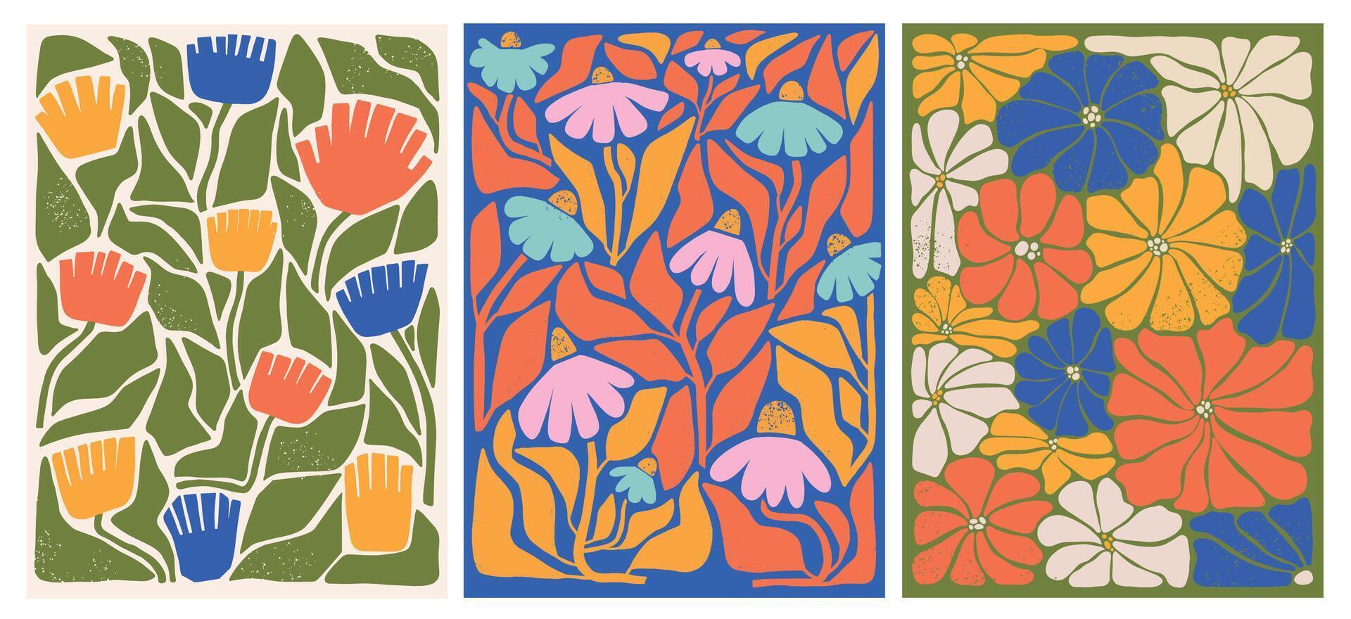 matisse inspirado floral resumen elementos, contemporáneo floral collages para antecedentes, carteles, huellas dactilares, tarjetas, fondos de pantalla, pancartas, plantillas, etc. eps 10 vector