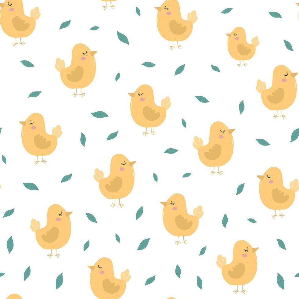 Seamless pattern with cute baby chicks for nursery textile prints, easter wallpaper, farm fabric, scrapbooking, stationary, decor, etc. EPS 10 vector