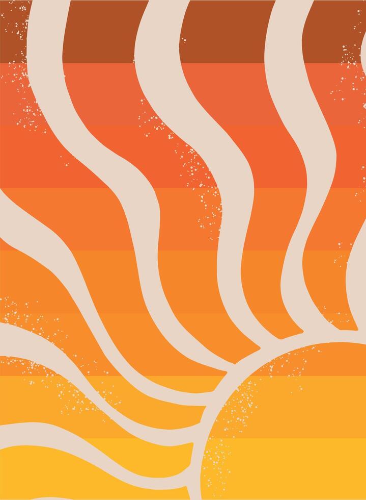 Groovy summer background, retro sun illustration for cards, posters, banners, prints, social media templates. EPS 10 vector