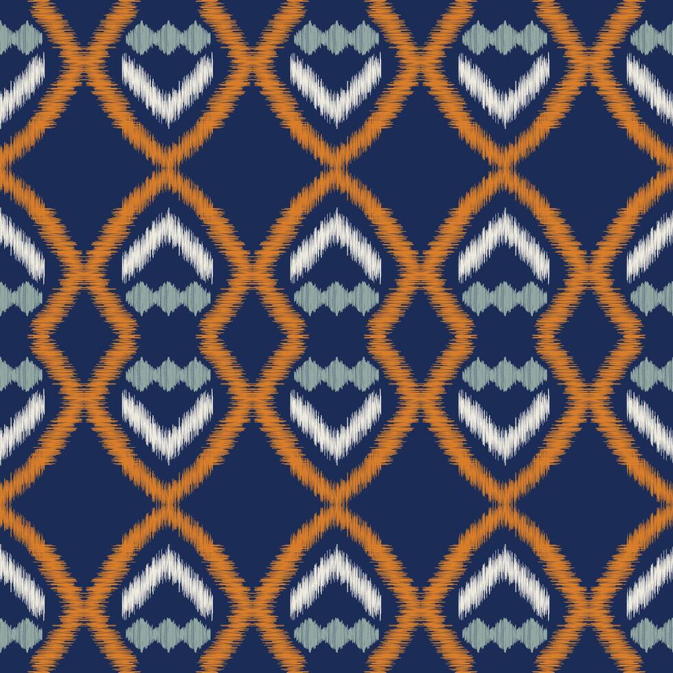 Traditional Ethnic ikat motif fabric pattern geometric style.African Ikat embroidery Ethnic oriental pattern blue background wallpaper. Abstract,vector,illustration.Texture,frame,decoration. vector