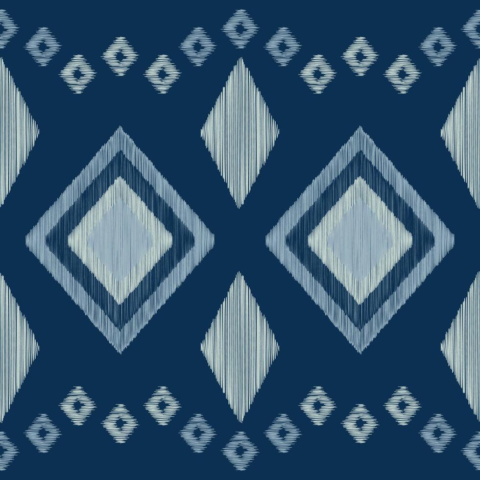 Traditional Ethnic ikat motif fabric pattern geometric style.African Ikat embroidery Ethnic oriental pattern blue background wallpaper. Abstract,vector,illustration.Texture,frame,decoration. vector