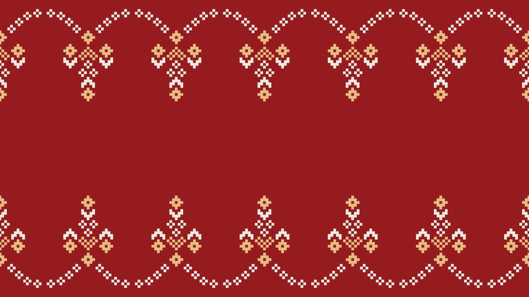 tradicional étnico motivos ikat geométrico tela modelo cruzar puntada.ikat bordado étnico oriental píxel rojo antecedentes. resumen, vector, ilustración. textura,navidad,decoración,papel tapiz. vector