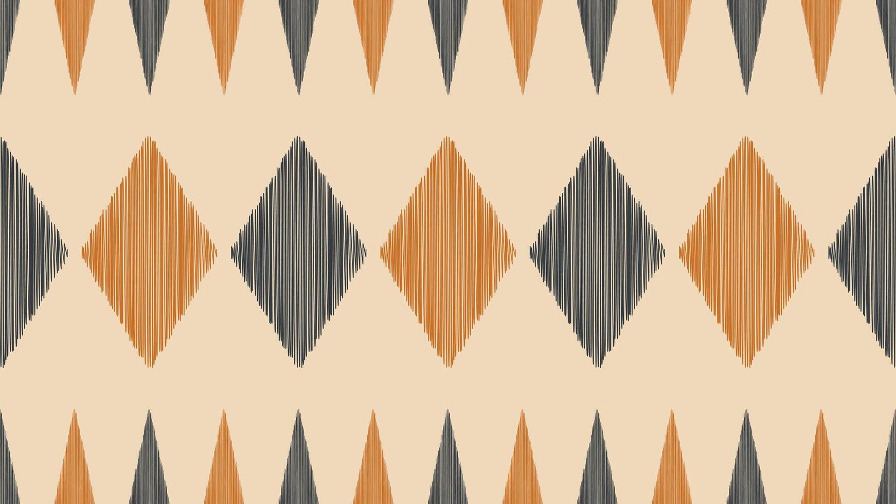 Traditional Ethnic ikat motif fabric pattern geometric style.African Ikat embroidery Ethnic oriental pattern brown cream background wallpaper. Abstract,vector,illustration.Texture,frame,decoration. vector