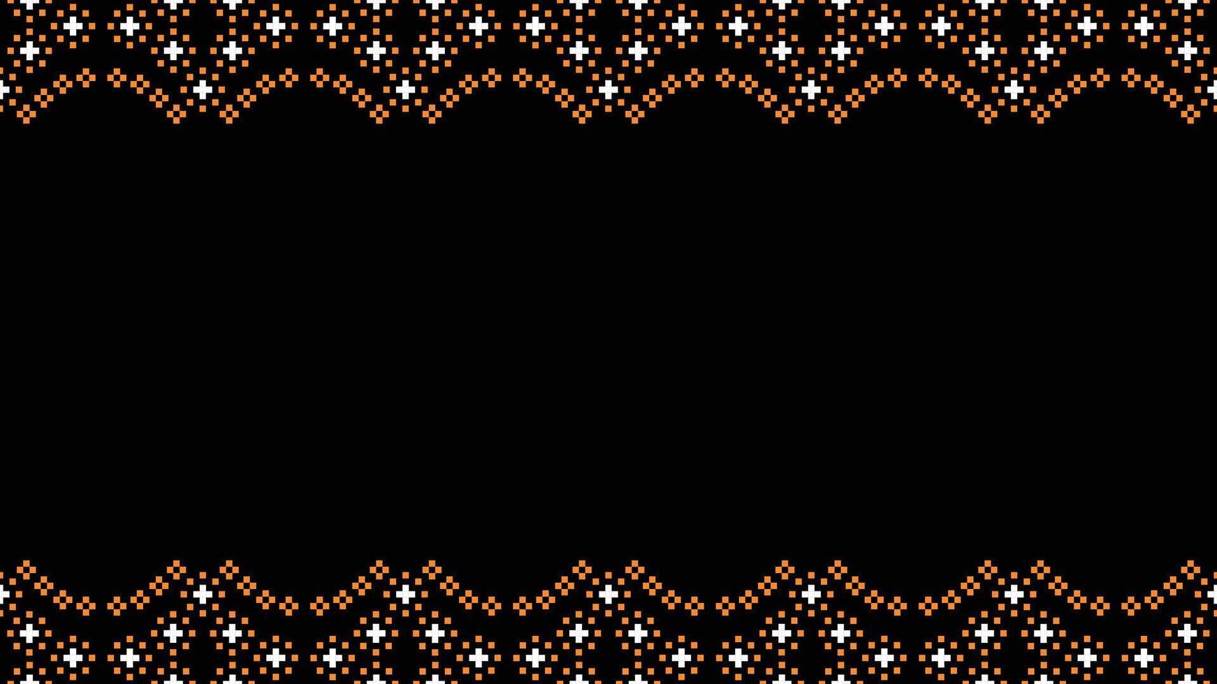 Traditional ethnic motifs ikat geometric fabric pattern cross stitch.Ikat embroidery Ethnic oriental Pixel black background.Abstract,vector,illustration. Texture,scarf,decoration,wallpaper. vector
