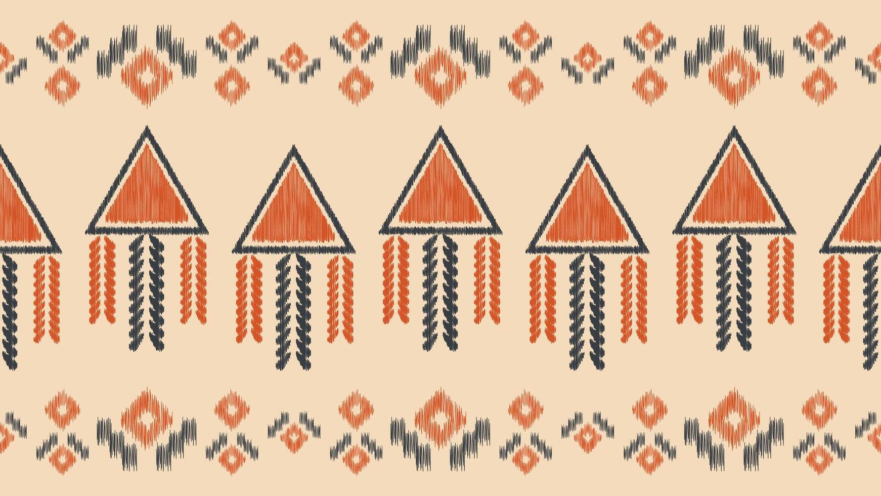 tradicional étnico ikat motivo tela modelo geométrico estilo.africano ikat bordado étnico oriental modelo marrón crema antecedentes fondo de pantalla. resumen,vector,ilustración.textura,marco,decoración. vector