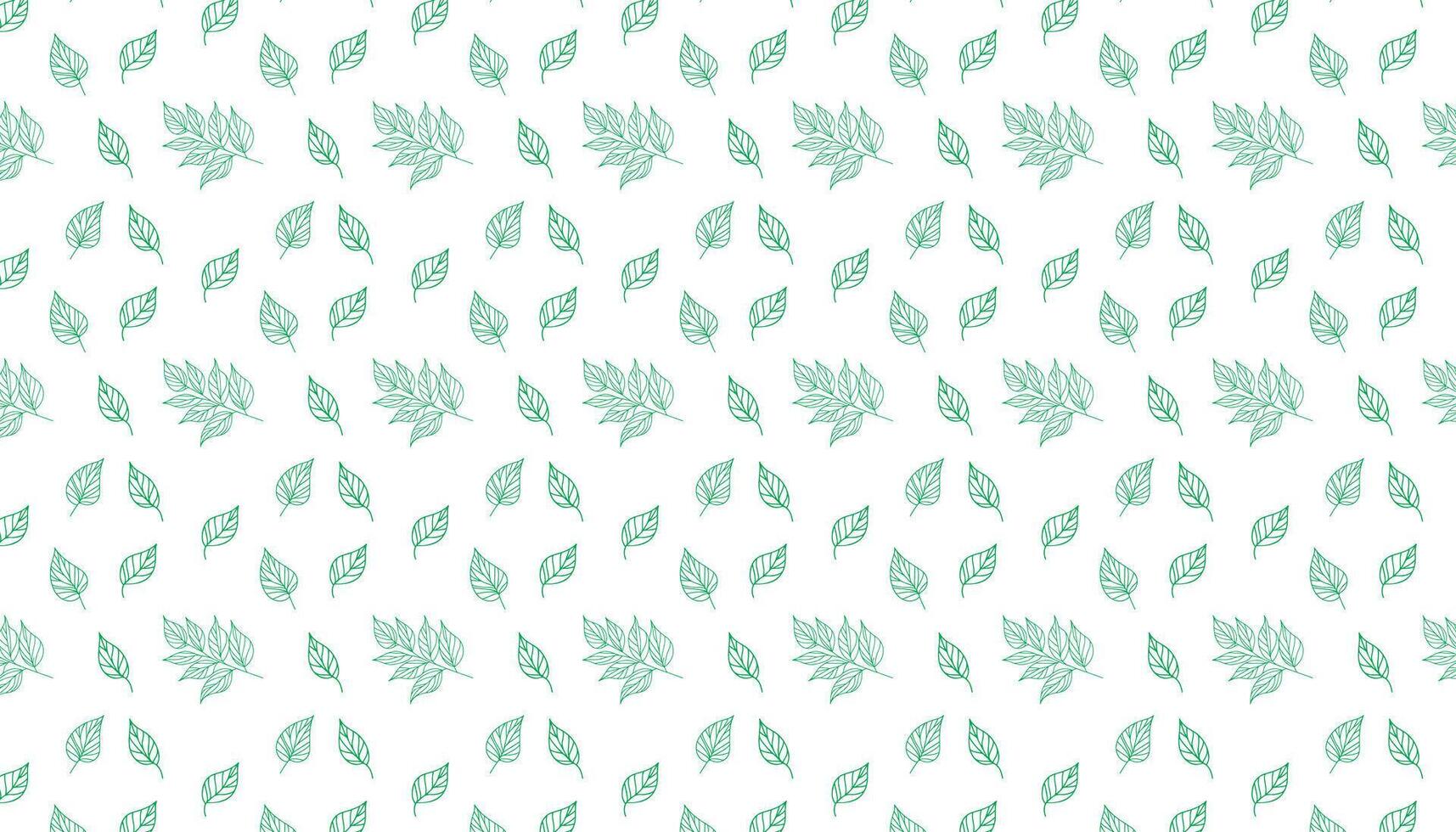 hand draw floral flower seamless pattern of green leaves Spring horizontal style Vector Design on a white background, Curtain, carpet, wallpaper, clothing, wrapping