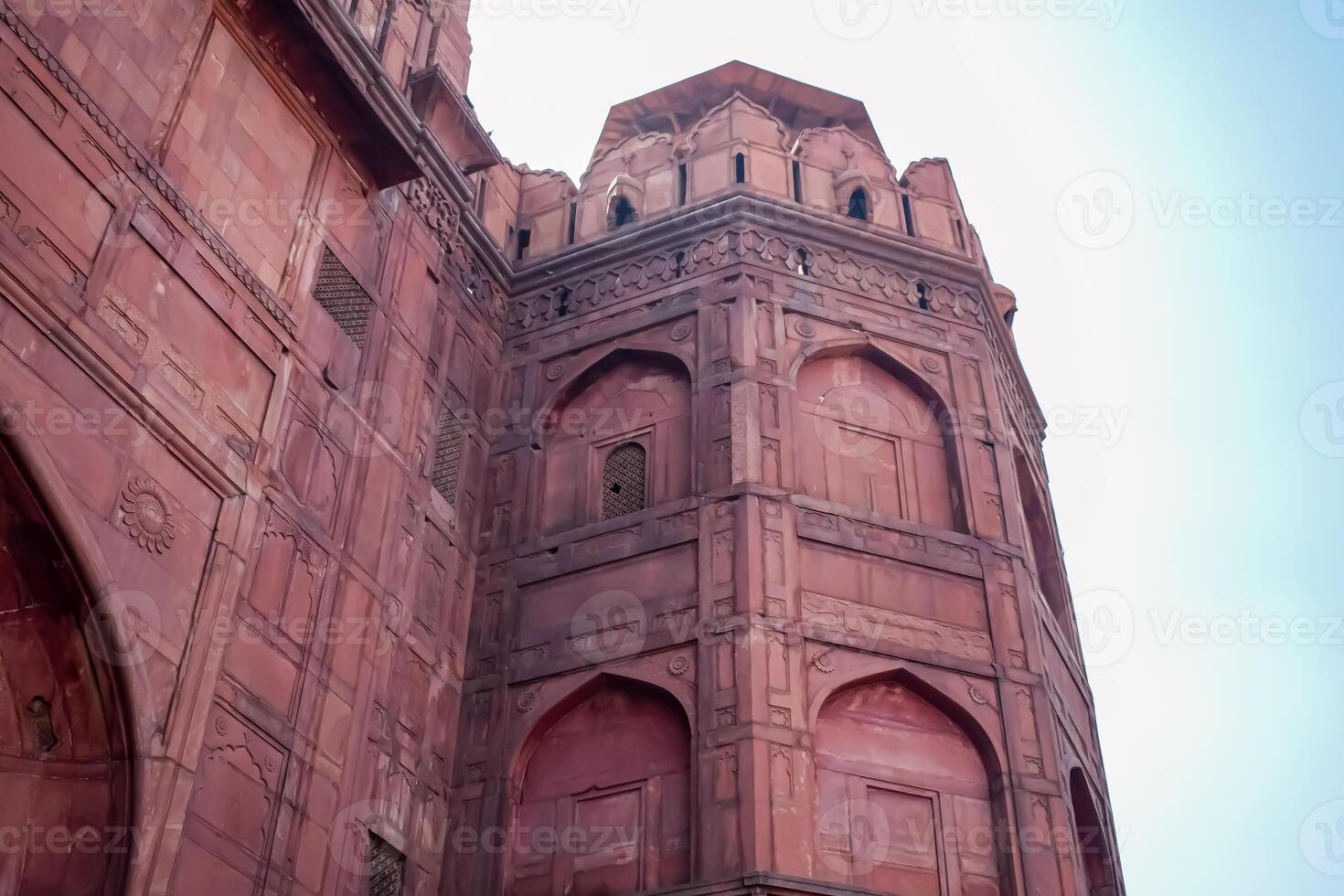 Architectural details of Lal Qila - Red Fort situated in Old Delhi, India, View inside Delhi Red Fort the famous Indian landmarks photo