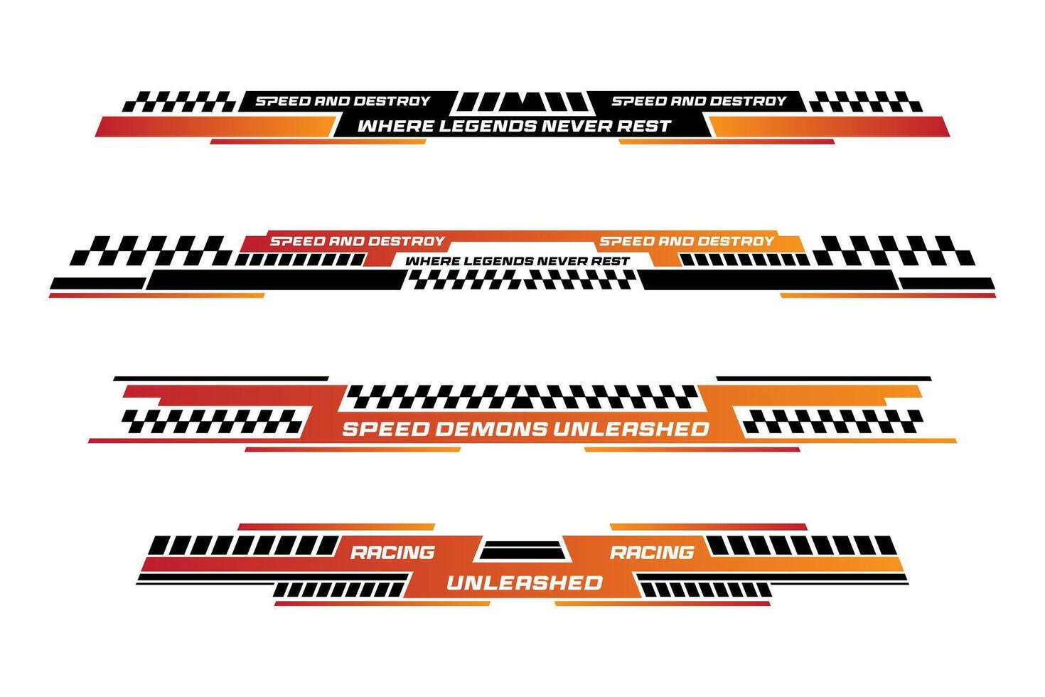 Sport racing stripes car stickers. modification body speed and drift vinyl decal for car bike and truck. Vector race car stickers isolated set