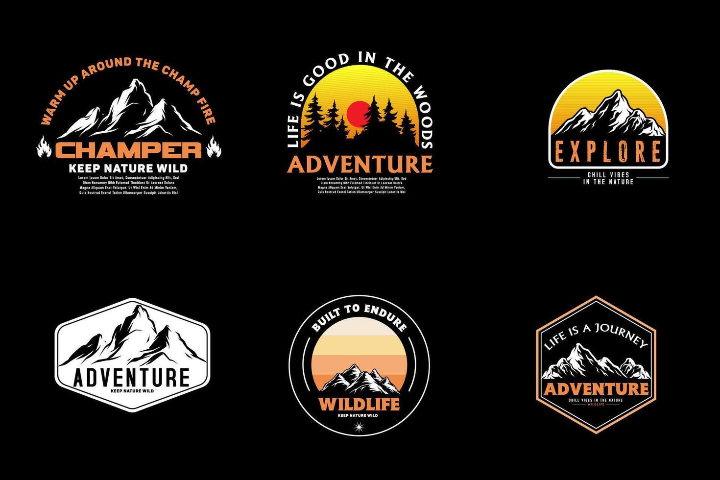 Retro badge. Old emblem, logo frame and vintage silhouette badges hipster design vector set