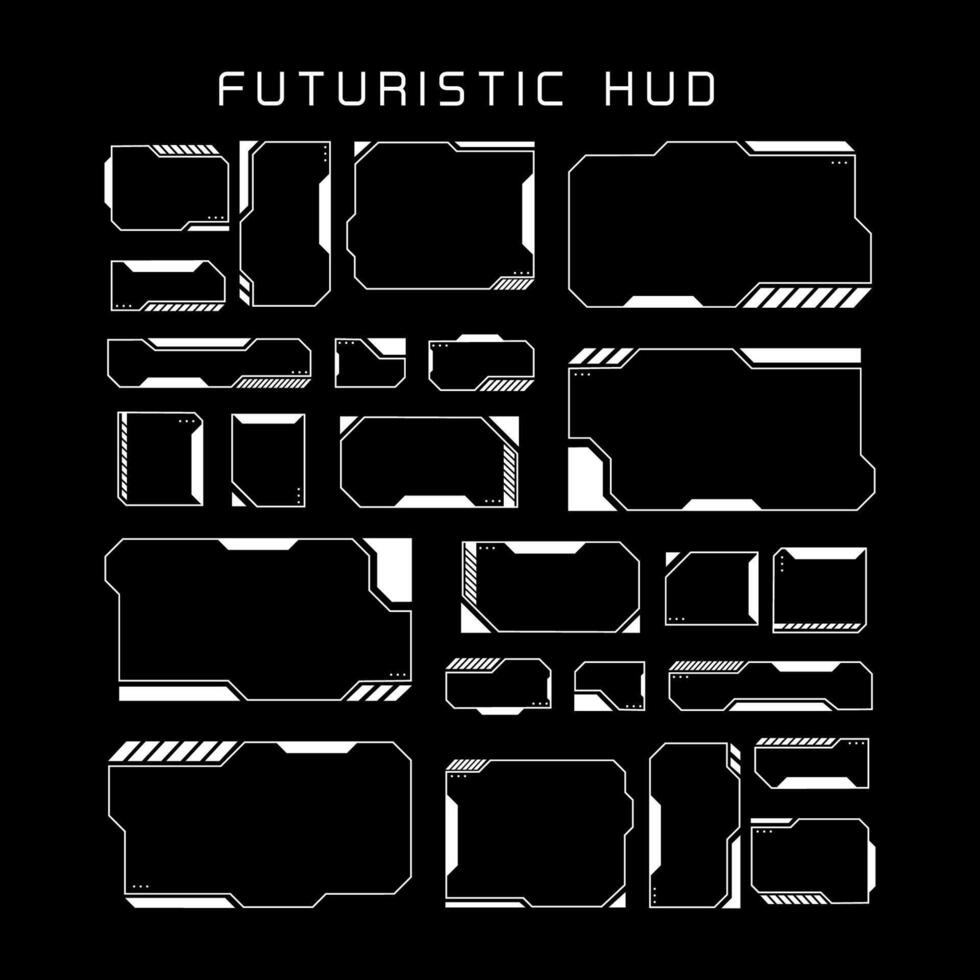 Futuristic interface ui elements. Holographic hud user interface elements, high tech bars and frames. Hud interface icons vector illustration set. rectangular shape borders