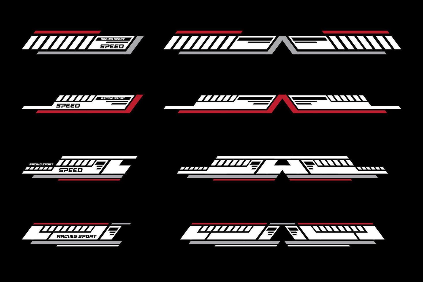 Sport racing stripes car stickers. modification body speed and drift vinyl decal for car bike and truck. Vector race car stickers isolated set