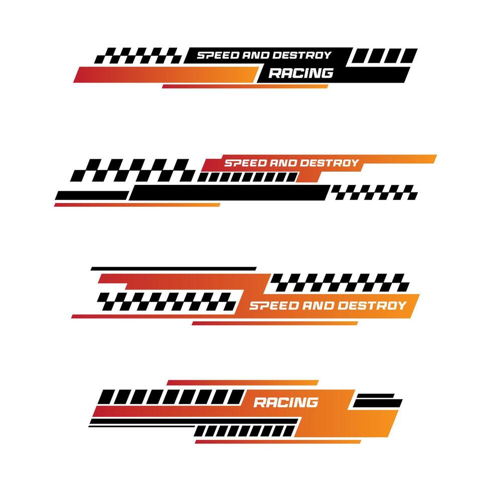 Sport racing stripes car stickers. modification body speed and drift vinyl decal for car bike and truck. Vector race car stickers isolated set