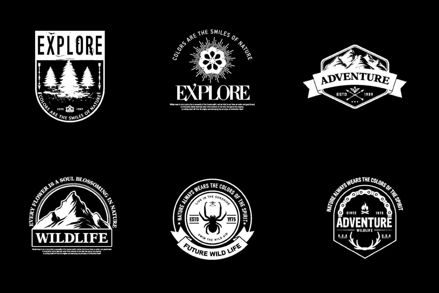 Retro badge. Old emblem, logo frame and vintage silhouette badges hipster design vector set