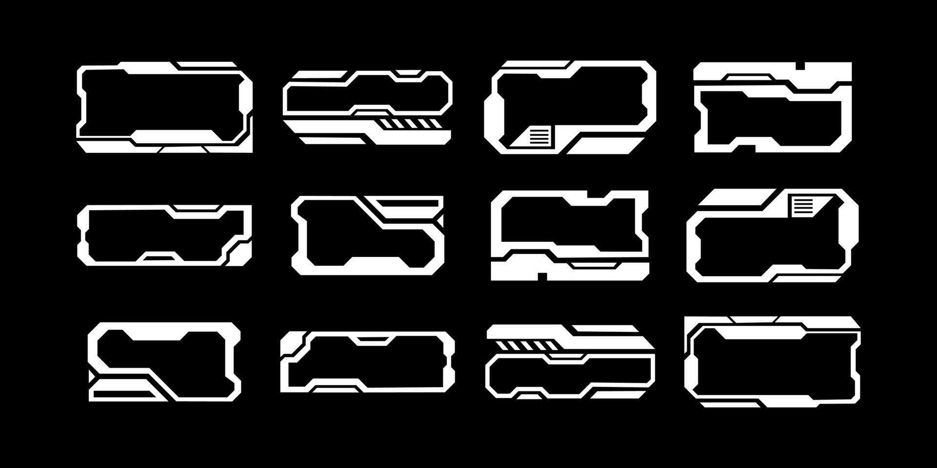 Futuristic interface ui elements. Holographic hud user interface elements, high tech bars and frames. Hud interface icons vector illustration set. rectangular shape borders