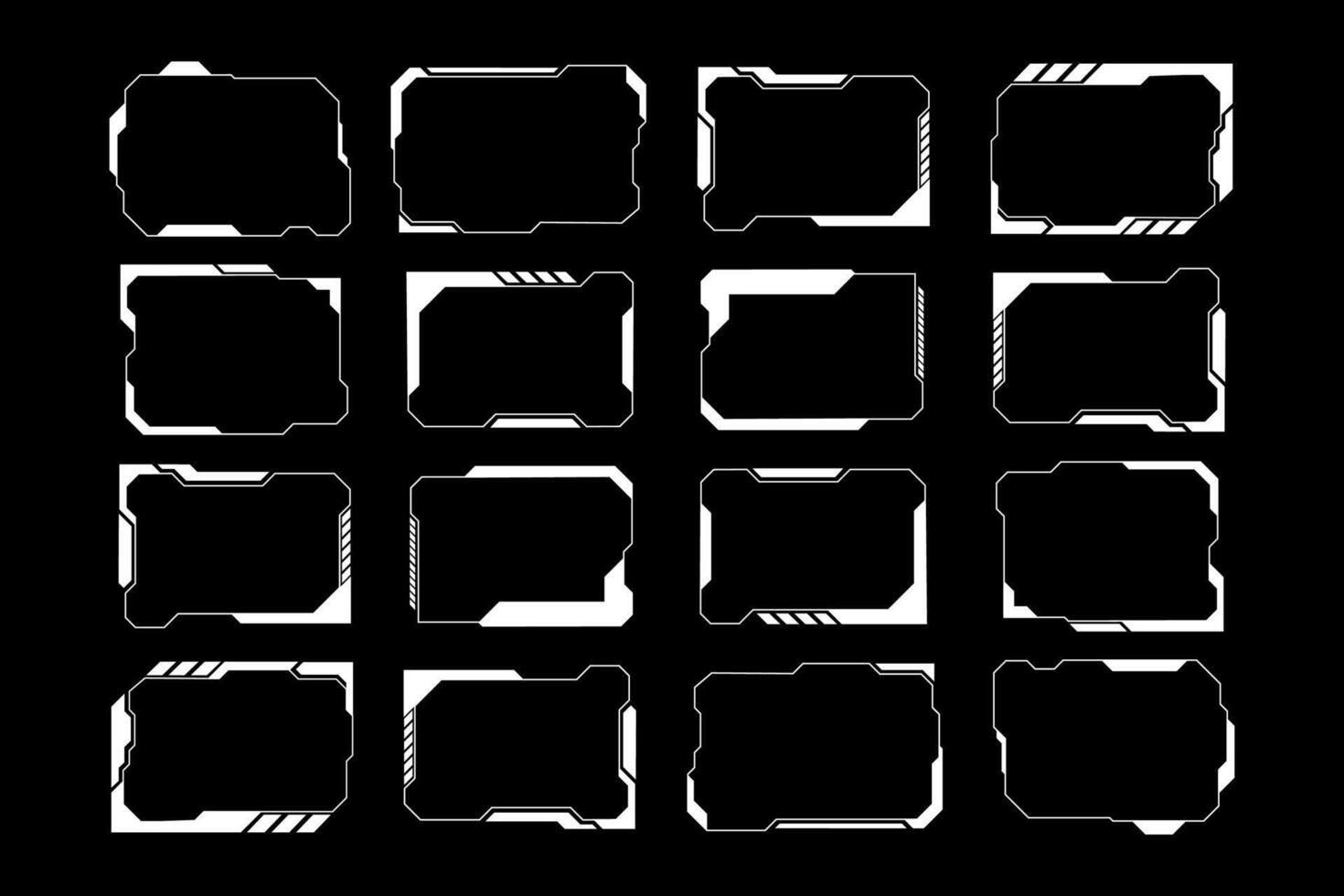 futurista interfaz ui elementos. holográfico hud usuario interfaz elementos, alto tecnología barras y marcos hud interfaz íconos vector ilustración colocar. rectangular forma fronteras