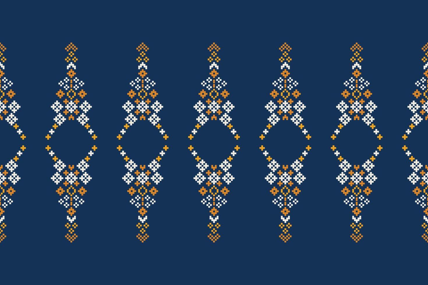 tradicional étnico motivos ikat geométrico tela modelo cruzar puntada.ikat bordado étnico oriental píxel Armada azul antecedentes. resumen, vector, ilustración. textura,bufanda,decoración,papel tapiz. vector