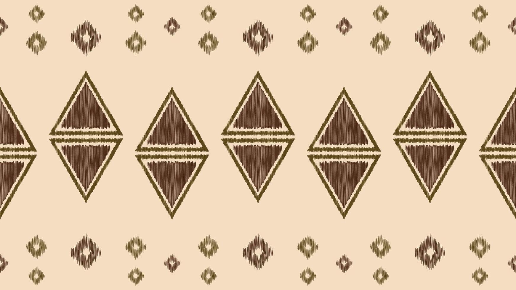Traditional Ethnic ikat motif fabric pattern geometric style.African Ikat embroidery Ethnic oriental pattern brown cream background wallpaper. Abstract,vector,illustration.Texture,frame,decoration. vector