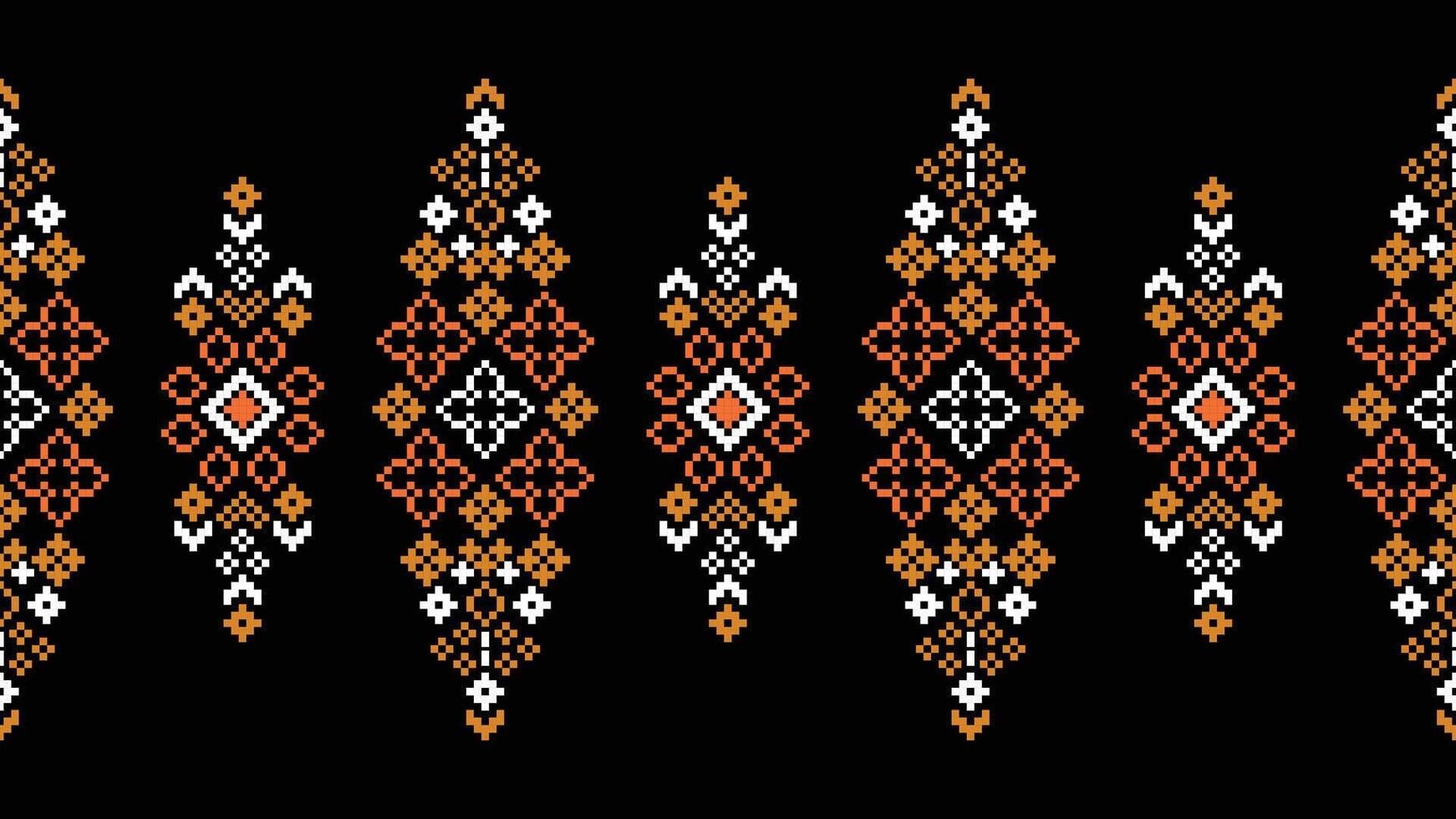 tradicional étnico motivos ikat geométrico tela modelo cruzar puntada.ikat bordado étnico oriental píxel negro fondo.abstracto,vector,ilustración. textura,bufanda,decoración,papel tapiz. vector