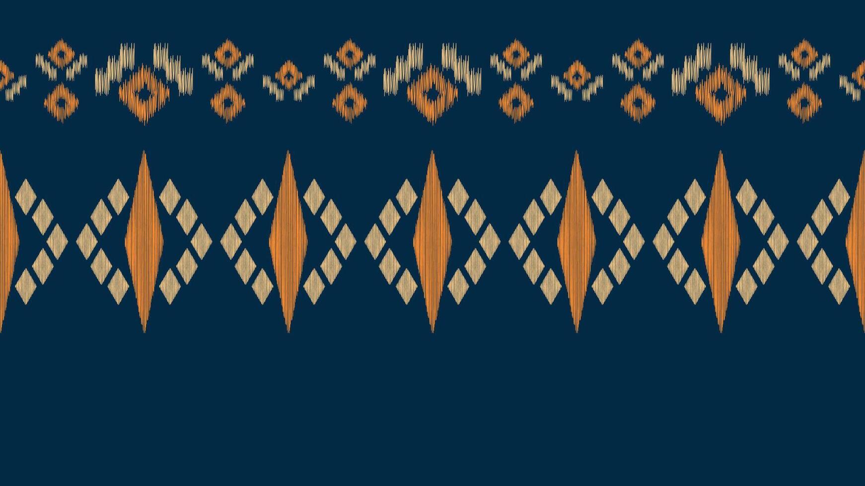 Traditional Ethnic ikat motif fabric pattern geometric style.African Ikat embroidery Ethnic oriental pattern blue background wallpaper. Abstract,vector,illustration.Texture,frame,decoration. vector