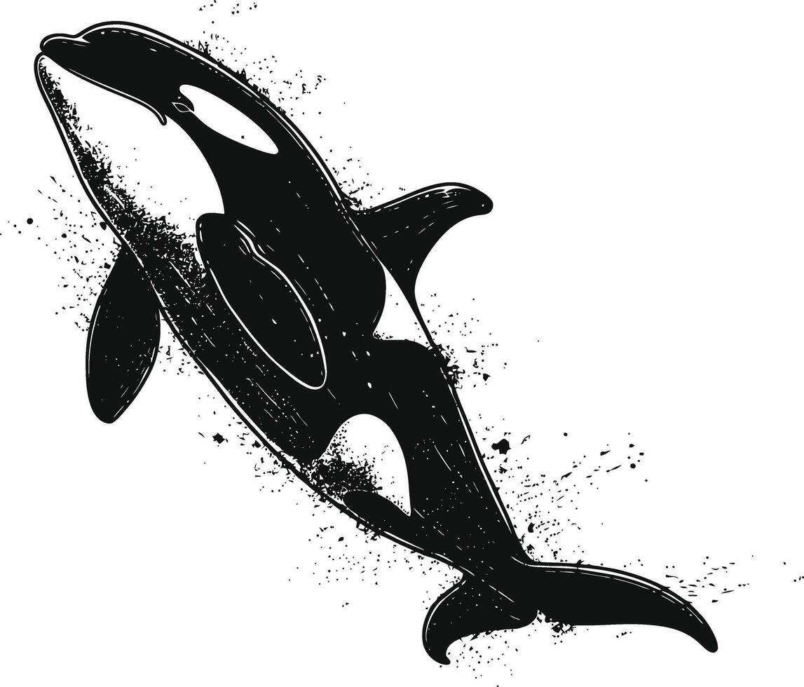 ai generado silueta el orca o asesino ballena negro color solamente vector