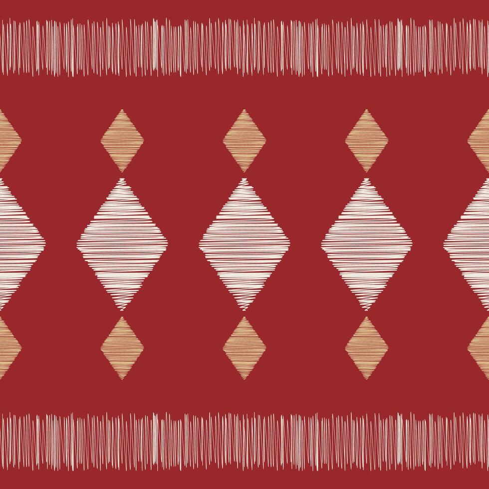 Traditional Ethnic ikat motif fabric pattern geometric style.African Ikat embroidery Ethnic oriental pattern red background wallpaper. Abstract,vector,illustration.Texture,frame,decoration. vector