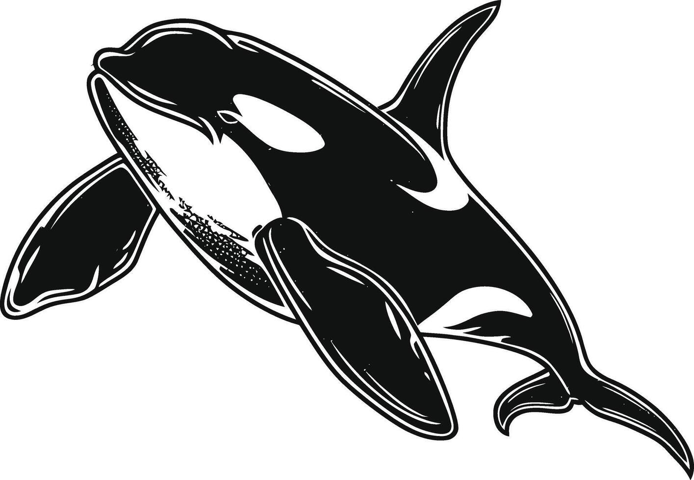 ai generado silueta el orca o asesino ballena negro color solamente vector