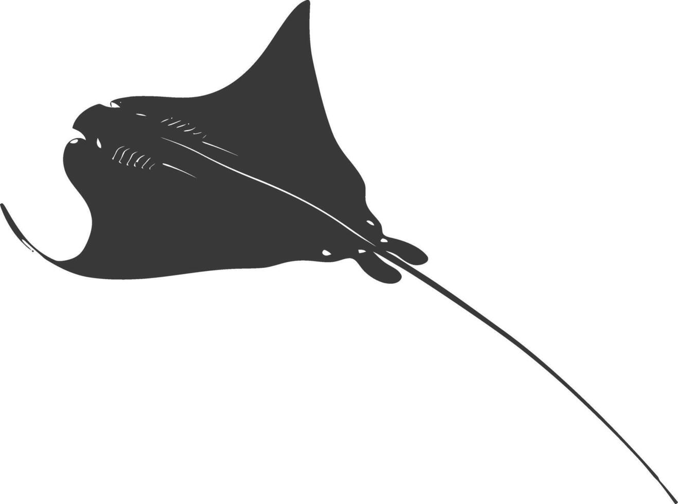 AI generated Silhouette Stingray Animal black color only full body vector