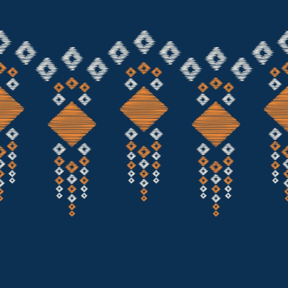 Traditional Ethnic ikat motif fabric pattern geometric style.African Ikat embroidery Ethnic oriental pattern blue background wallpaper. Abstract,vector,illustration.Texture,frame,decoration. vector