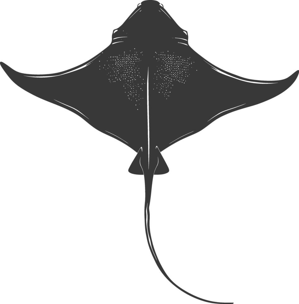 AI generated Silhouette Stingray Animal black color only full body vector