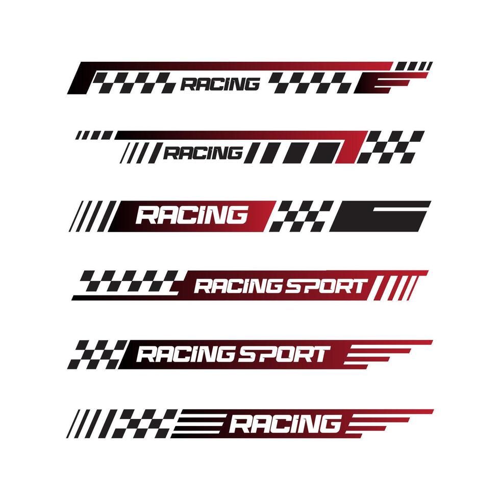 PrinSport racing stripes car stickers. modification body speed and drift vinyl decal for car bike and truck. Vector race car stickers isolated set