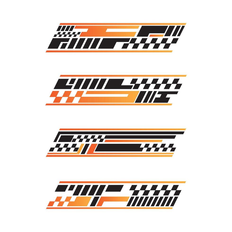 Sport racing stripes car stickers. modification body speed and drift vinyl decal for car bike and truck. Vector race car stickers isolated set