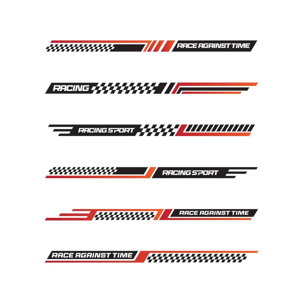 PrinSport racing stripes car stickers. modification body speed and drift vinyl decal for car bike and truck. Vector race car stickers isolated set