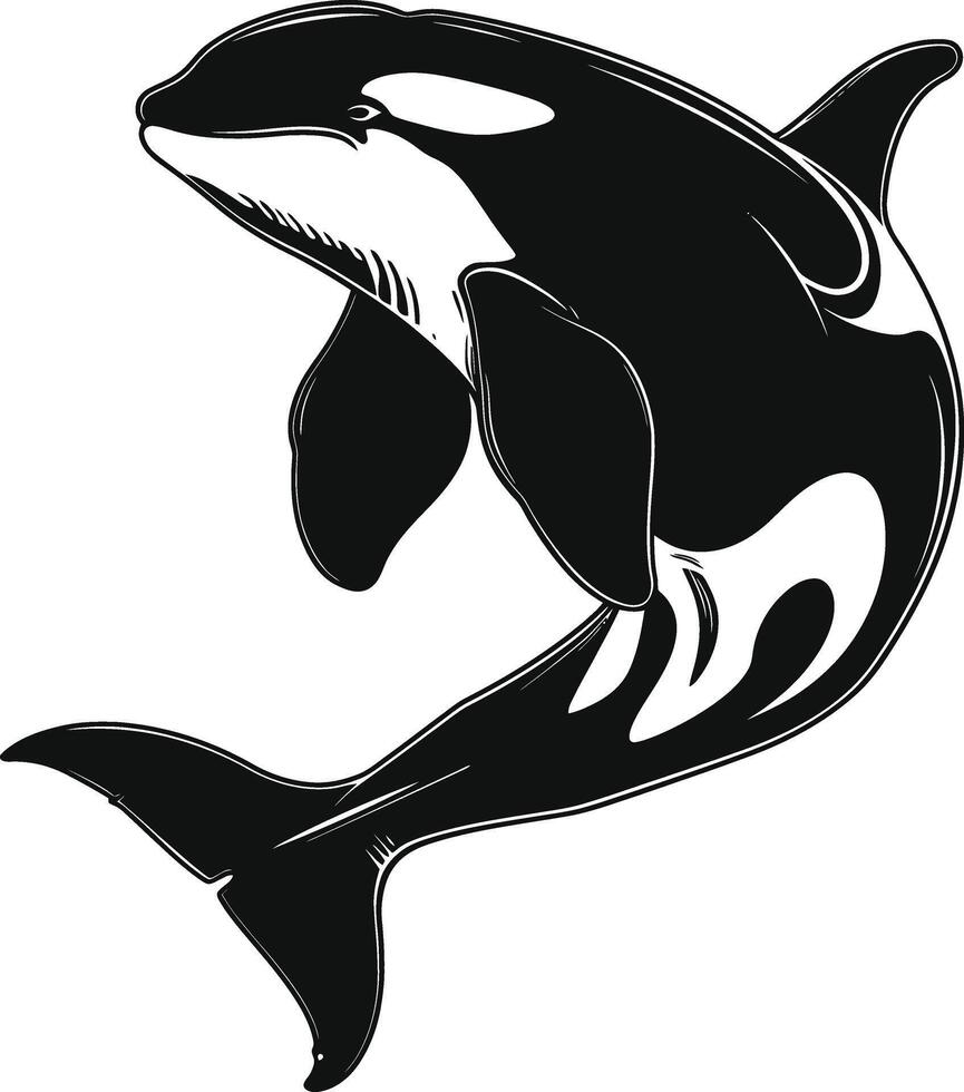 ai generado silueta el orca o asesino ballena negro color solamente vector