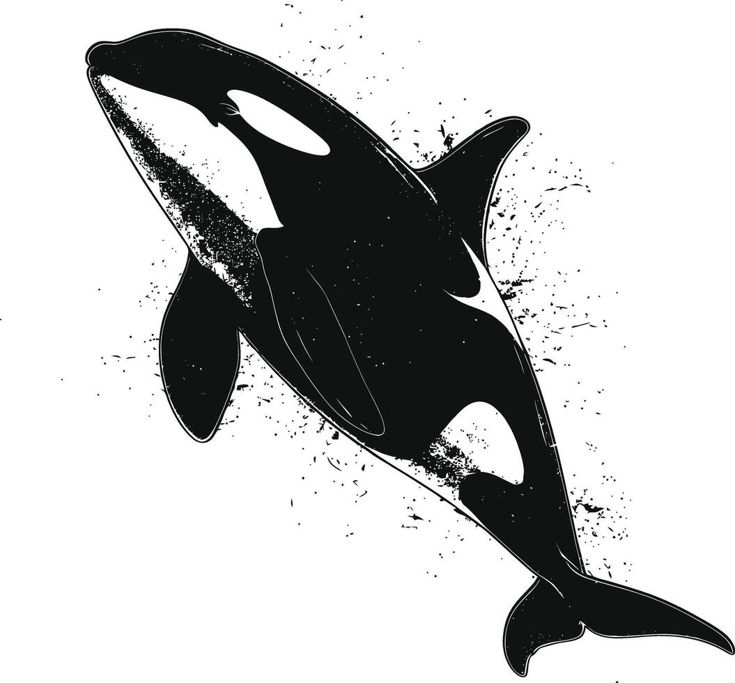 ai generado silueta el orca o asesino ballena negro color solamente vector