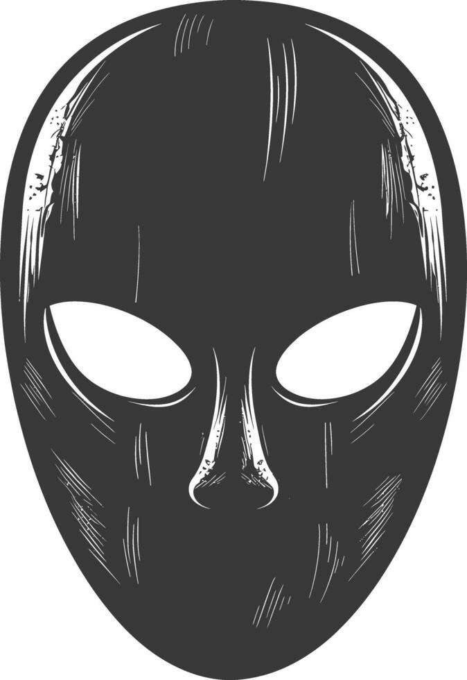 AI generated Silhouette Spooky Mask for the masquerade black color only vector