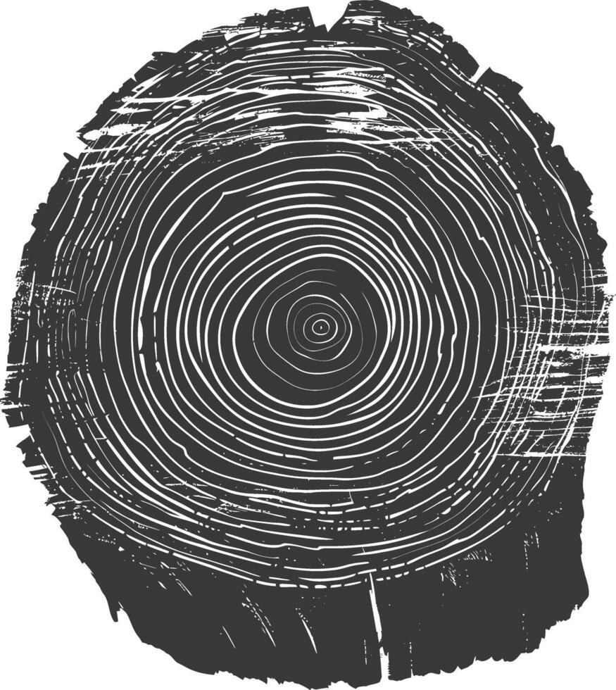 AI generated Silhouette Tree rings wood black color only vector