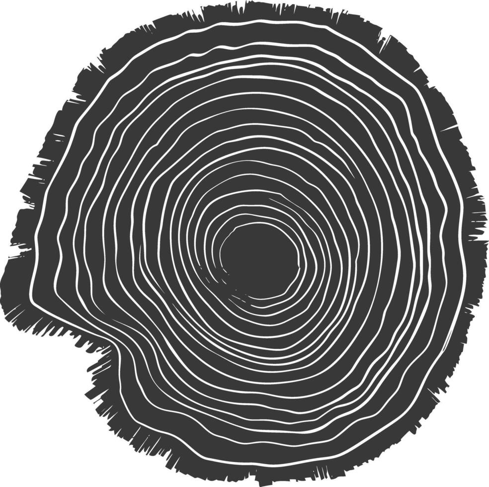 AI generated Silhouette Tree rings wood black color only vector